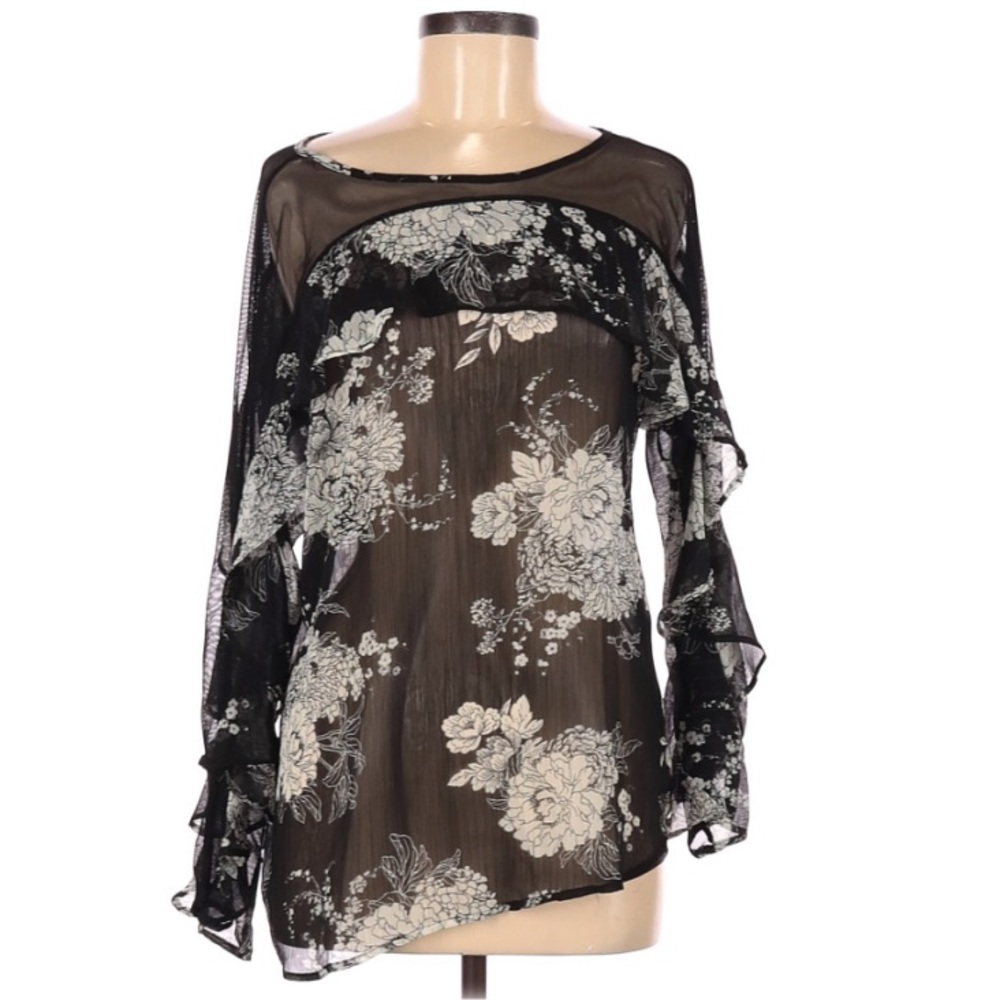 Haute Project long sleeves floral blouse size M N